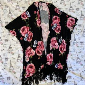 Flower cardigan. Tassels are the bottom.